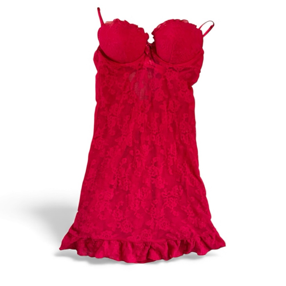 Victoria’s Secret Red Lace Lingerie- 34B - Picture 2 of 9